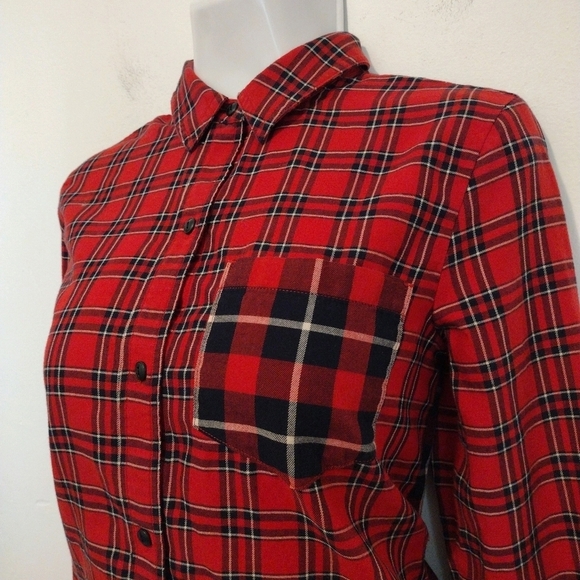 Madewell - Ex Boyfriend Mixed Plaid Patchwork Shirt - Picture 8 of 16